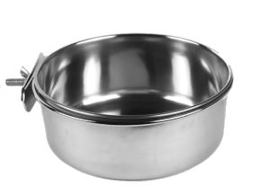 Mangiatoia in acciaio inox con vite per voliera, diametro 15 cm. Ideale per alimenti o acqua per uccelli di taglia media Mangiatoia in acciaio inox con vite per voliera, diametro 15 cm. Ideale per alimenti o acqua per uccelli di taglia media